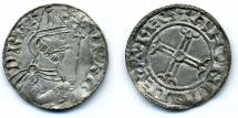 Coin, Anglo-Saxon, excavated at Winchester, Hampshire, issued by Edward the Confessor, moneyer, Aestan, at Winchester, Hampshire, 1053 to 1056.