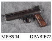 Air pistol, mk 1, Scott patent? made by Webley and Scott, Birmingham, West Midlands