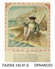 Coloured print, one of a series of nine cartoons satirising the Tichborne v Lushington trial, based on the nursery rhyme 'This is the house that Jack Built'. Depicts Judge Bovill in ordinary clothes sitting on the beach at Brighton. Refers to the adjour