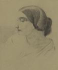Drawing, pencil drawing, portrait of a girl, probably by Elizabeth M Baker, art student, Andover, Hampshire, about 1863.