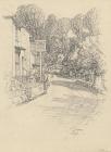 Drawing, pencil drawing, A Village in Hampshire, Wherwell, Hampshire, by Sydney R Jones, 1944.
The 20th Century, inn, on the left of the view.
