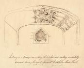Drawing, pen drawing, doorway and piscina, Mottisfont Priory or House, Mottisfont, Hampshire, abut 1836.