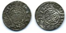 Coin, English, penny, short cross penny, silver, issued by Henry II, moneyer, Miles, at Winchester, Hampshire, 1180 to 1189.