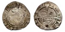 Coin, halfgroat, excavated at Winchester, Hampshire, issued by Henry VIII, at York, North Yorkshire, circa 1544 to 1547.
