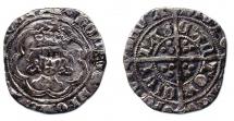 Coin, halfgroat, excavated at Winchester, Hampshire, issued by Henry VII, at Canterbury, Kent, 1485 to 1509.