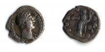 Coin, Roman, silver, issued by Hadrian, 117 to 138.