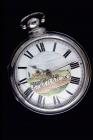Pocket watch, silver pair case, ploughing scene on dial, from William Gregory, clockmaker, Basingstoke, Hampshire, c1842