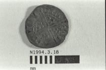 Coin, penny, part of a hoard found at White Lane, Greywell, Mapledurwell and Up Nately in 1989, issued by Henry III, minted by moneyer Willem at Canterbury, Kent, 1251-1272