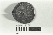 Coin, penny, part of a hoard found at White Lane, Greywell, Mapledurwell and Up Nately, Hampshire in 1989, issued by Henry III, minted by the moneyer Henri in London, 1248-1250