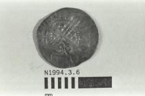 Coin, penny, part of a hoard found at White Lane, Greywell, Mapledurwell and Up Nately, Hampshire in 1989, issued by Henry III, minted by moneyer Ion at Canterbury, Kent, 1251-1272