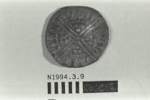 Coin, penny, part of a hoard found at White Lane, Greywell, Mapledurwell and Up Nately, Hampshire in 1989, issued by Henry III, minted by moneyer Nicole at Canterbury, Kent, 1251-1272