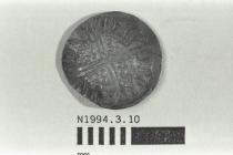 Coin, penny, part of a hoard found at White Lane, Greywell, Mapledurwell and Up Nately, Hampshire in 1989, issued by Henry III, minted by moneyer Nicole at Canterbury, Kent, 1251-1272