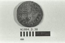 Coin, penny, part of a hoard found at White Lane, Greywell, Mapledurwell and Up Nately, Hampshire in 1989, issued by Henry III, minted by the moneyer Nicole in London, 1248-1250