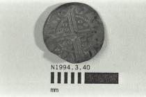 Coin, penny, part of a hoard found at White Lane, Greywell, Mapledurwell, and Up Nately, Hampshire in 1989, issued by Henry III, minted by the moneyer Nicole in London, 1251-1272