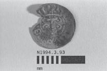 Coin, penny, part of a hoard found at White Lane, Greywell, Mapledurwell and Up Nately, Hampshire in 1989, issued by Henry III, minted by the moneyer Nicole at London, 1248-1250