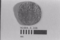Coin, penny, part of a hoard found at White Lane, Greywell, Mapledurwell and Up Nately, Hampshire in 1989, issued by Henry III in Ireland, minted by the moneyer Ricard in Dublin, Eire, 1251-1254