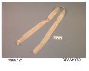 Fan ribbon, white silk ribbon, damaged, approximate width 35mm, approximate length 990mm