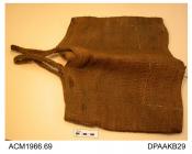 Bag, shopping bag, woven fibre and string, plaited double handles, unlined, damaged and patched, approximate width 460mm, approximate depth 350mm, early twentieth century