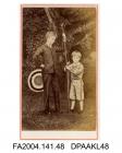 Photograph of a painting, Sir Henry Tichborne, 12th Baronet, aged about 12 years and his younger step-brother with bow and arrows in front of an archery targetvol 1, page 7 - Relatives and Friends