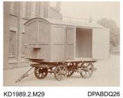 Photograph, black and white, showing a tea van, nuilt by Tasker and Co, Waterloo Foundry, Anna Valley, Abbotts Ann, Hampshire