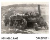 Photograph, black and white, showing a traction engine and steam engine on duty on Salisbury Plain, Wiltshire, built b y Tasker and Co, Waterloo Foundry, Anna Valley, Abbotts Ann, Hampshire, 1904