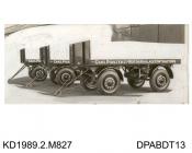 Photograph, black and white, showing three trailers, for Chas Poulter Limited, motor haulage, built by Tasker and Co, Waterloo Foundry, Anna Valley, Abbotts Ann, Hampshire