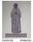 Brass rubbing, in black heel-ball, on white paper, Richard Harward, warden, in cap and almuce, 3 lines of Latin inscription, 1493, St Cross, Winchester, Hampshire, by Herbert Druitt, 16 August 1899' This brass is on the north side of the sacrarium, imm