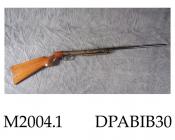 Air rifle, .177 bore, made to fold using W Baker's patent disengaging cocking lever, with history and old parts, c1916