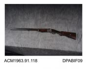 Shotgun, 18 bore, and rifle under its barrels, 9mm caliber, made by W Gollath, Frankfurt, Germany 1900