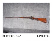 Rifle, sporting rifle no 9, double barrelled .45ins calibre centrefire action, made by S Colt, Hartford, Connecticut, United States
one of a very limited number made