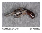 Revolver, rimfire six shot pocket pistol, made in Belgium, about 1880