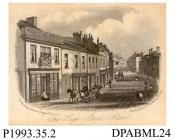Photograph, black and white, showing a drawing of the High Street, Alton, Hampshire, 1850 - 1855