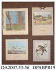 Greetings card, Christmas card, with reproduced oil painting or retouched colour photograph (?) of a row of trees and solitary figure in a flat landscape, unused, c1945-1950