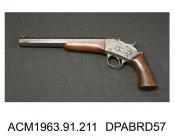Pistol, rolling block target pistol, .30ins caliber, made by Remington, Ilion, New York, United States, c1864-66