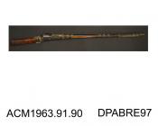 Gun, matchlock rampart gun, decorated with silver, made in Turkey, about 1850