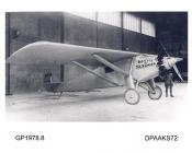 Photograph, black and white, showing Charles Lindbergh's plane 'Spirit of St Louis', Grange Airfield, Gosport, Hampshire, 1927