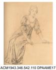 Drawing, pencil drawing on paper, study of an unidentified woman in contemporary evening dress, seated and resting on her left hand, eyes closed, drawn by William Herbert Allen, of Farnham, Surrey, 1880s-1940s