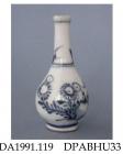 Bottle vase, hard paste porcelain, toy or miniature, elongated neck and pear shaped body, decorated with a blue painted floral design of stylised flowers and bamboo sprigs; not marked, made in Jingdezhen, Jiangxi Province, China, c1675-1725