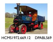 Lorry, steam lorry, Little Giant, Vehicle Registration No: YB 183, 2 speed chain driven compound steam wagon, 5hp, chassis, wheels and boiler red, body and side panels blue with broad black lines, 'J King, Bagborough, Somerset' in gold lettering,  solid