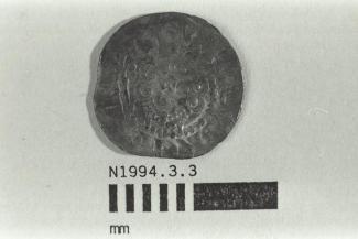 Coin, penny, part of a hoard found at White Lane, Greywell, Mapledurwell and Up Nately, Hampshire in 1989, issued by Henry III, minted by moneyer Gilbert at Canterbury, Kent, 1251-1272