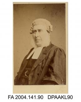 Photograph, Mr C Chapman Barber, barrister, head and shoulders, wearing legal dress, taken by Watkins and Haigh of Londonvol 1, page 14 - Judge, Counsel, Solicitors engaged, on the Trial, in the Court of Common Pleas