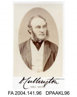 Photograph, oval, Mr D Cullington, solicitor, head and shoulders, taken by Treble of Hastingsvol 1, page 14 - Judge, Counsel, Solicitors engaged, on the Trial, in the Court of Common Pleas