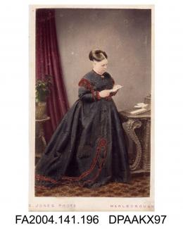 Photograph, hand coloured, Mrs Manders, standing reading a letter, taken by G Jones of Marlboroughvol 1, page 26 - Military Witnesses for the Defendants