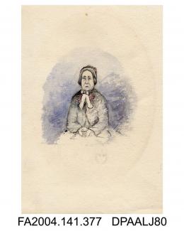 Sketch in pencil, ink and watercolour, Miss Braine, by Agnes Costekervol 1, page 47