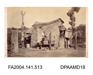 Photograph, the shack in Wagga Wagga where Arthur Orton alias Thomas Castro and his wife Mary Ann Bryant lived when first married circa 1865, taken by William Fearne of Wagga Wagga, Australiavol 1, page 62 - Views connected with the Trials.