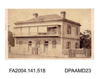 Photograph, the Australian Joint Stock Bank, Wagga Wagga, taken by the American Photographic Company, Melbourne, Australiavol 1, page 62 - Views connected with the Trials.