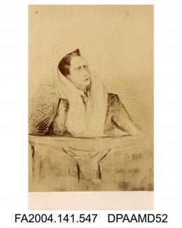 Photograph of a painting, ink and watercolour, Mr Francis Joseph Baigent, sketched under cross examination during Tichborne v Lushington, by Agnes Costeker, photograph taken by The London Stereoscopic and Photographic Companyvol 1, page 66