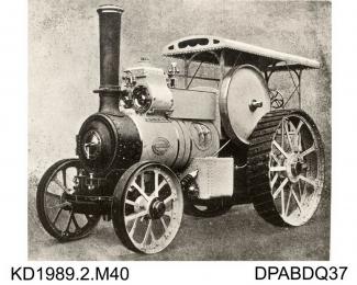Photograph, black mand white, showing a class B2 traction engine,built by Tasker and Co, Waterloo Foundry, Anna Valley, Abbotts Ann, Hampshire, 1920