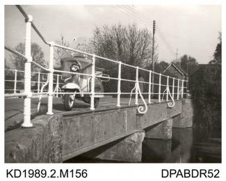 Photograph, black and white, showing Enford Bridge, Enford, Hampshire, built in 1844 by Tasker and Co, Waterloo Foundry, Abbotts Ann, Hampshire, 1960