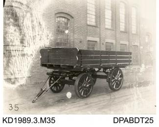 Photograph, black and white, showing a 5 ton standard trailer, built by Tasker and Co, Waterloo Foundry, Anna Valley, Abbotts Ann, Hampshire